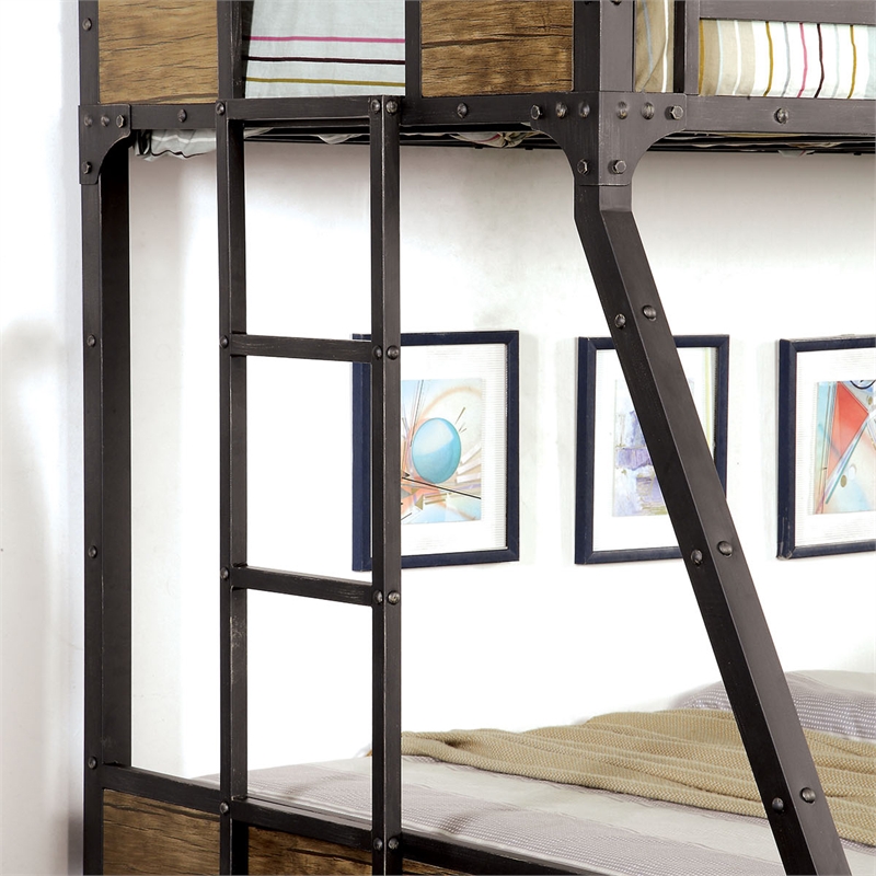 Furniture of America Baron Metal Twin over Full Bunk Bed in Black