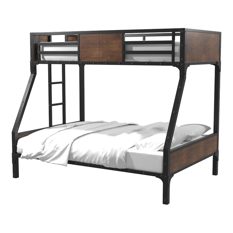 Furniture of America Baron Metal Twin over Full Bunk Bed in Black