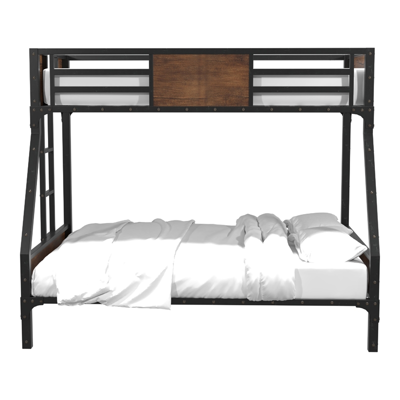 Furniture of America Baron Metal Twin over Full Bunk Bed in Black