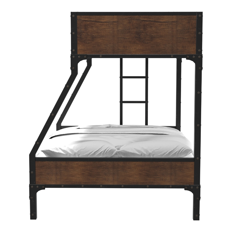 Furniture of America Baron Metal Twin over Full Bunk Bed in Black