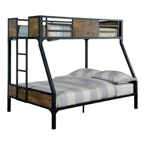 furniture of america baron industrial metal bunk bed in black