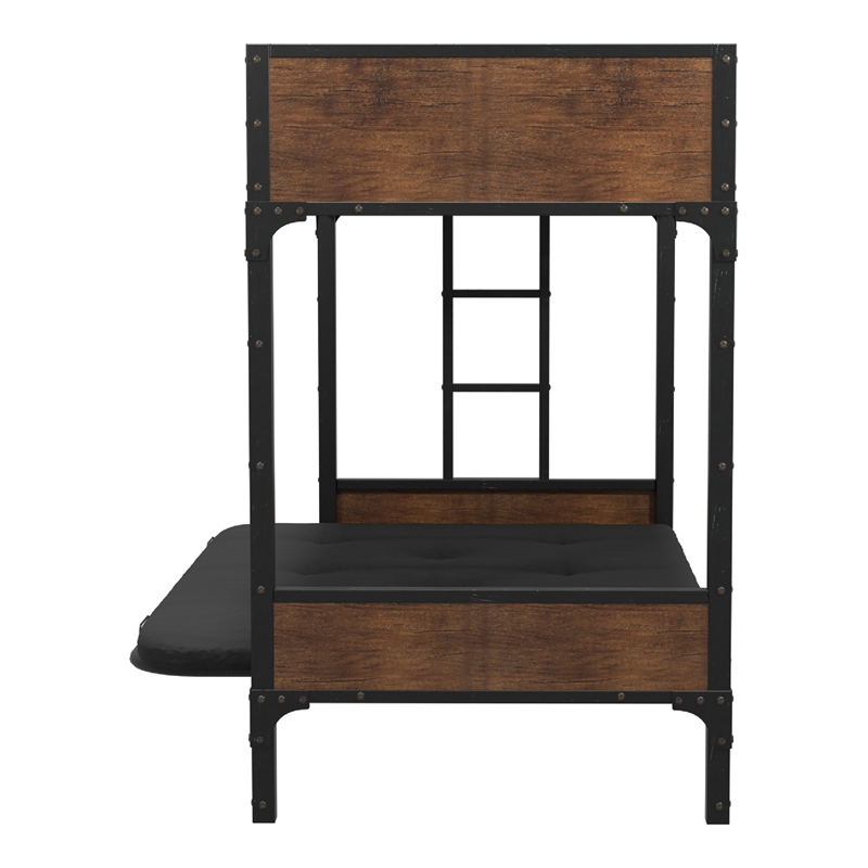 Furniture of America Baron Metal Twin over Futon Bunk Bed in Black