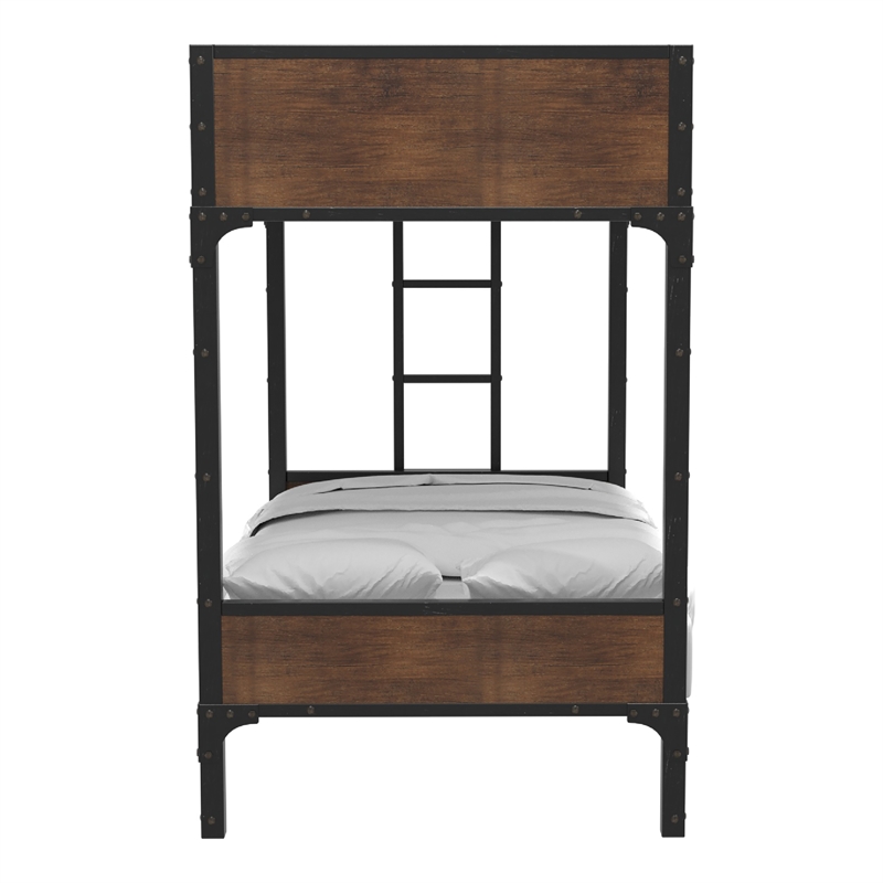 Furniture of America Baron Metal Twin over Twin Bunk Bed in Black