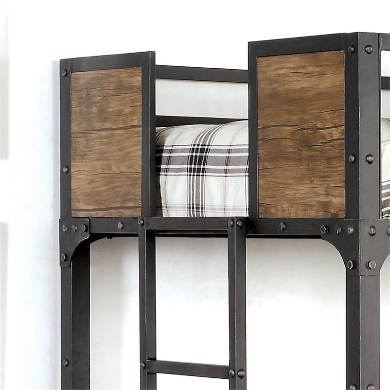 Furniture of America Baron Metal Twin over Twin Bunk Bed in Black
