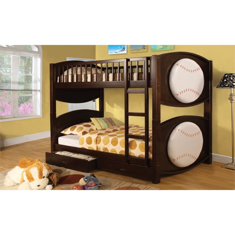 Furniture Of America Felip Baseball Bunk Bed In Dark Walnut Idf Furniture Of America Felip Baseball Bunk Bed In Dark Walnut Idf Bk065 Bsbl T