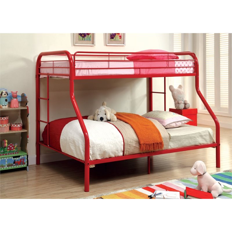 Furniture Of America Capelli Twin Over Full Metal Bunk Bed In Red Furniture Of America Capelli Twin Over Full Metal Bunk Bed In Red Idf Bk1033 Rd
