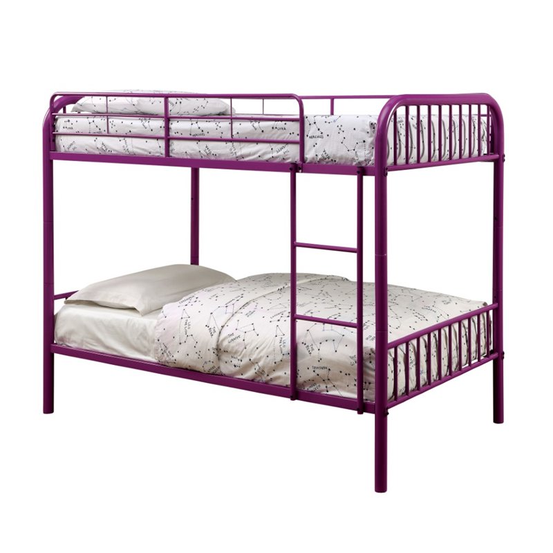 Furniture Of America Capelli Twin Over Metal Bunk Bed In Purple Furniture Of America Capelli Twin Over Metal Bunk Bed In Purple Idf Bk1035pr