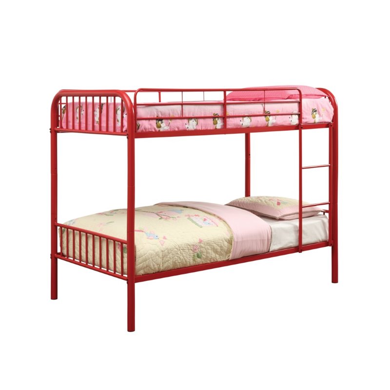 Furniture Of America Capelli Twin Over Metal Bunk Bed In Red Furniture Of America Capelli Twin Over Metal Bunk Bed In Red Idf Bk1035rd