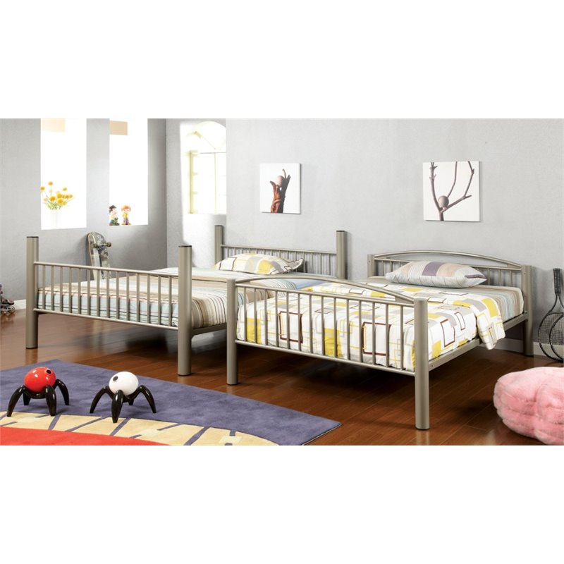Furniture of America Lohani Metal Full over Full Bunk Bed in Metallic Gold