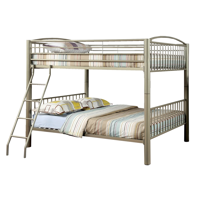 Furniture of America Lohani Metal Full over Full Bunk Bed in Metallic Gold