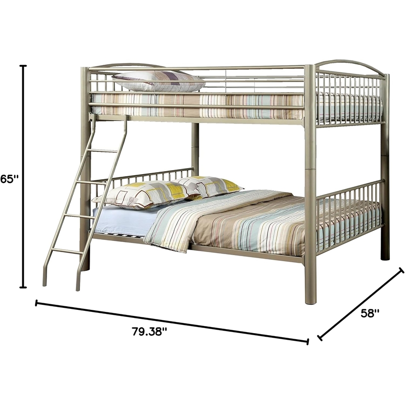 Furniture of America Lohani Metal Full over Full Bunk Bed in Metallic Gold