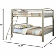 Furniture of America Lohani Metal Full over Full Bunk Bed in Metallic Gold