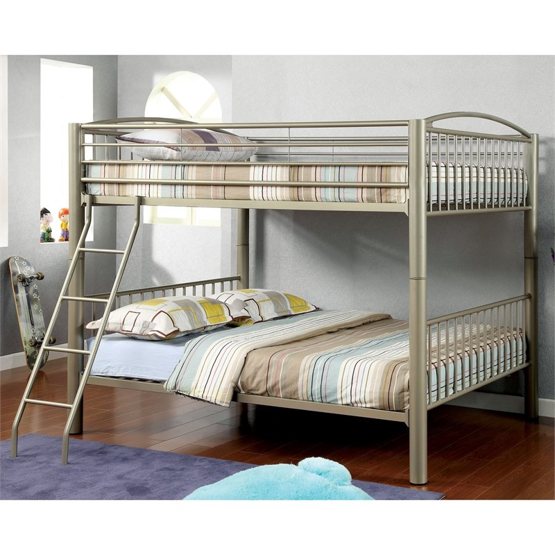 Furniture of America Lohani Metal Twin over Twin Bunk Bed in Metallic Gold