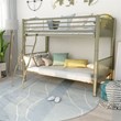Furniture of America Lohani Metal Twin over Twin Bunk Bed in Metallic Gold