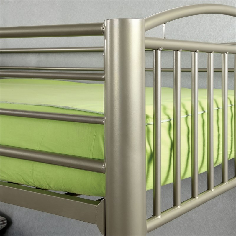 Furniture of America Lohani Metal Twin over Twin Bunk Bed in Metallic Gold