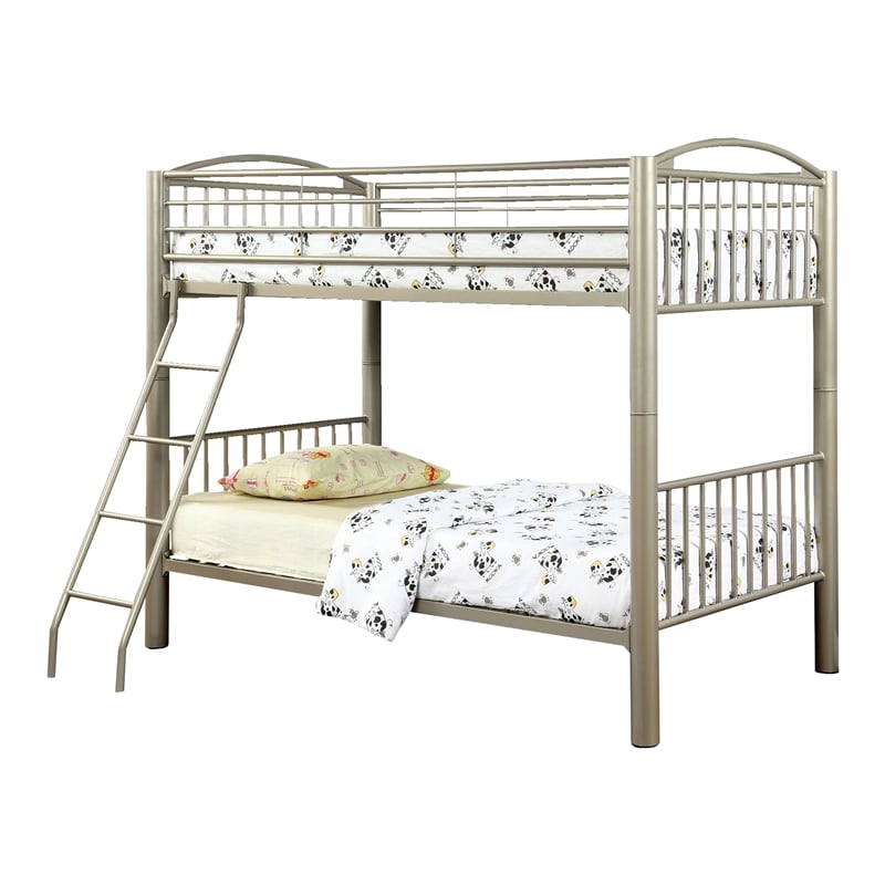 Metal Twin-Full Bunk Bed, Gold