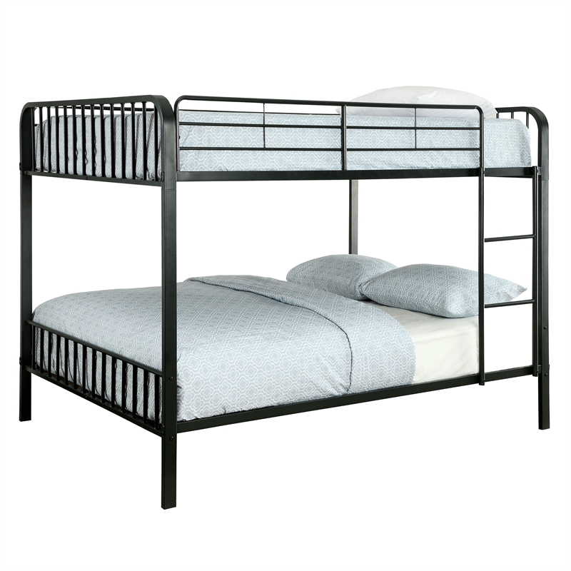 Furniture of America Ciera Metal Full over Full Slat Bunk Bed in Black