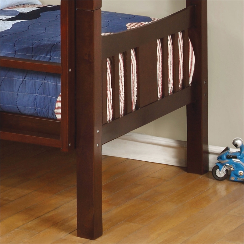 Furniture of America Edith Wood Twin over Twin Bunk Bed in Dark Walnut