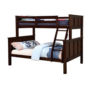 furniture of america cory transitional solid wood bunk bed in dark walnut