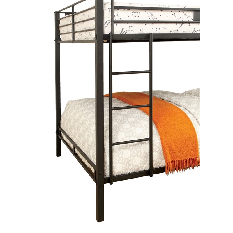 Furniture of America Rivell Metal Queen over Queen Bunk Bed in Black
