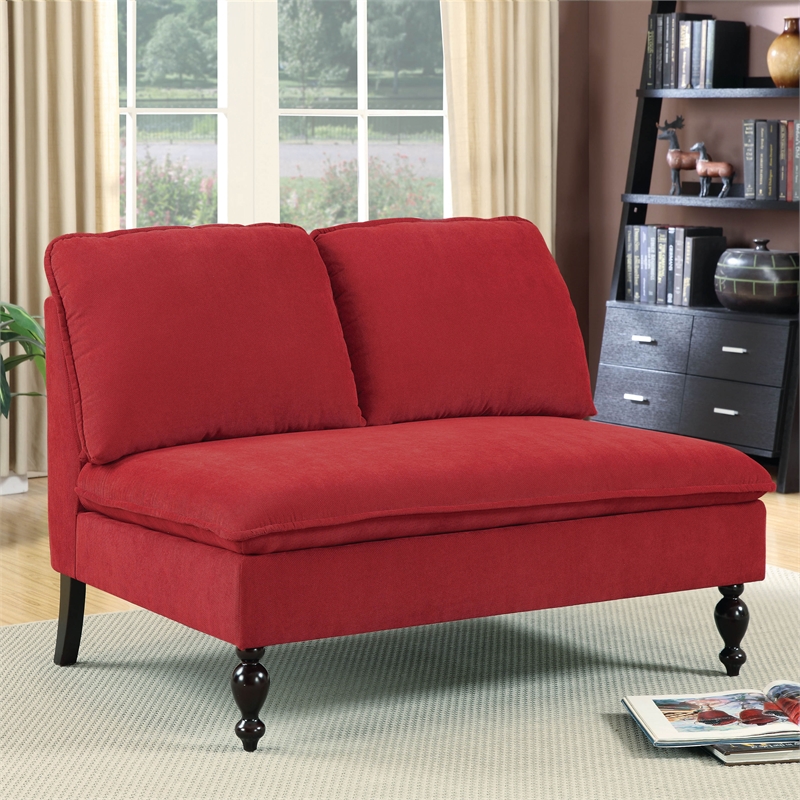 Furniture of America Maggie Fabric Upholstered Loveseat Bench in Red