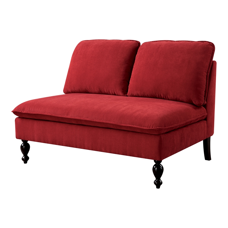 Furniture of America Maggie Fabric Upholstered Loveseat Bench in Red