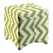Furniture of America Calta Fabric Upholstered Cube Ottoman in Chevron Green