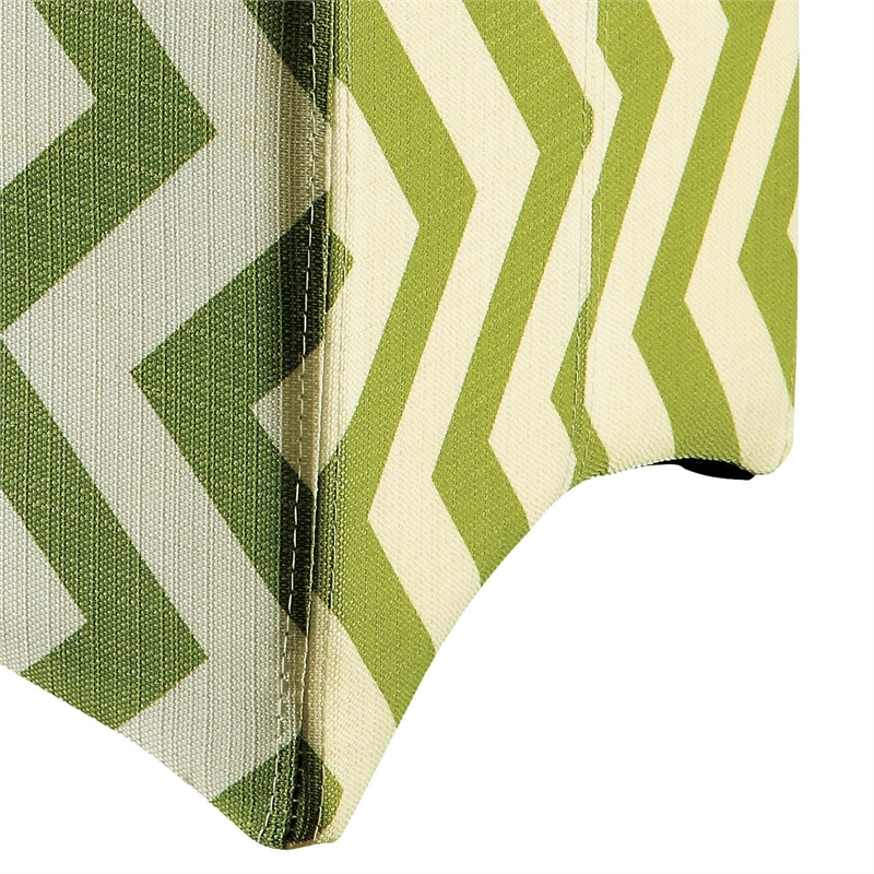 Furniture of America Calta Fabric Upholstered Cube Ottoman in Chevron Green