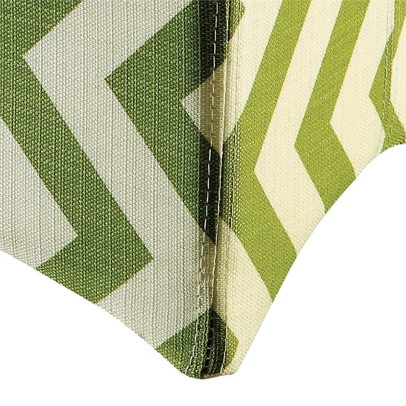 Furniture of America Calta Fabric Upholstered Cube Ottoman in Chevron Green