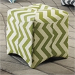 Furniture of America Calta Fabric Upholstered Cube Ottoman in Chevron Green
