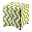 Furniture of America Calta Fabric Upholstered Cube Ottoman in Chevron Green