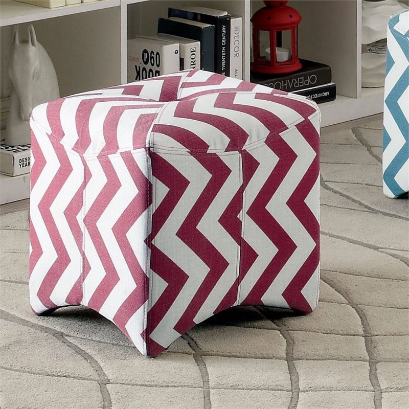 Furniture of America Calta Contemporary Fabric Cube Ottoman in Red