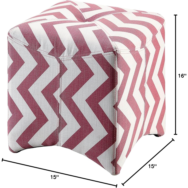 Furniture of America Calta Contemporary Fabric Cube Ottoman in Red