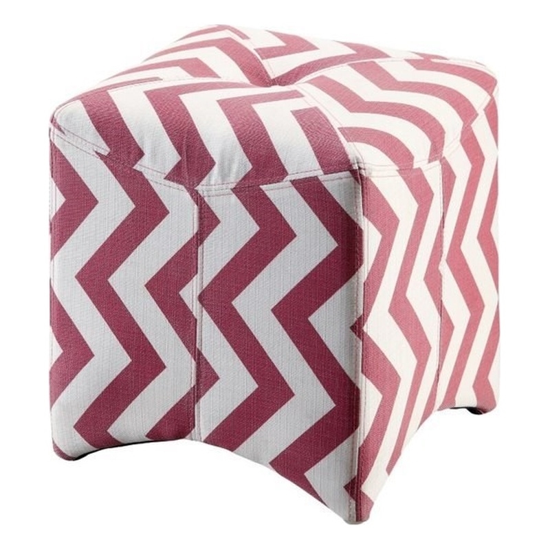 Furniture of America Calta Contemporary Fabric Cube Ottoman in Red