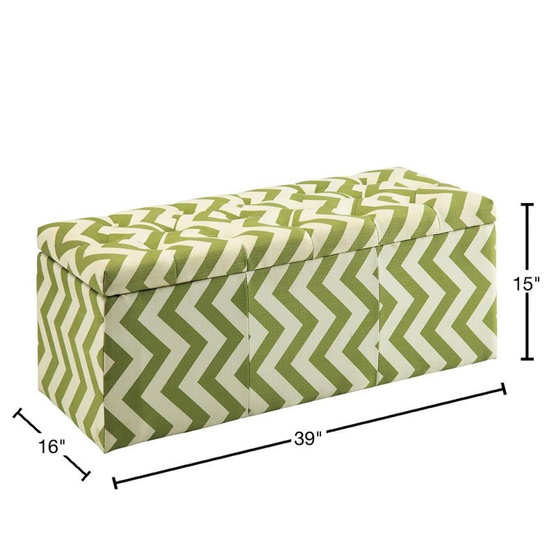 Furniture of America Laina Contemporary Fabric Storage Bench in Green