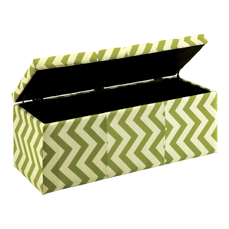 Furniture of America Laina Contemporary Fabric Storage Bench in Green