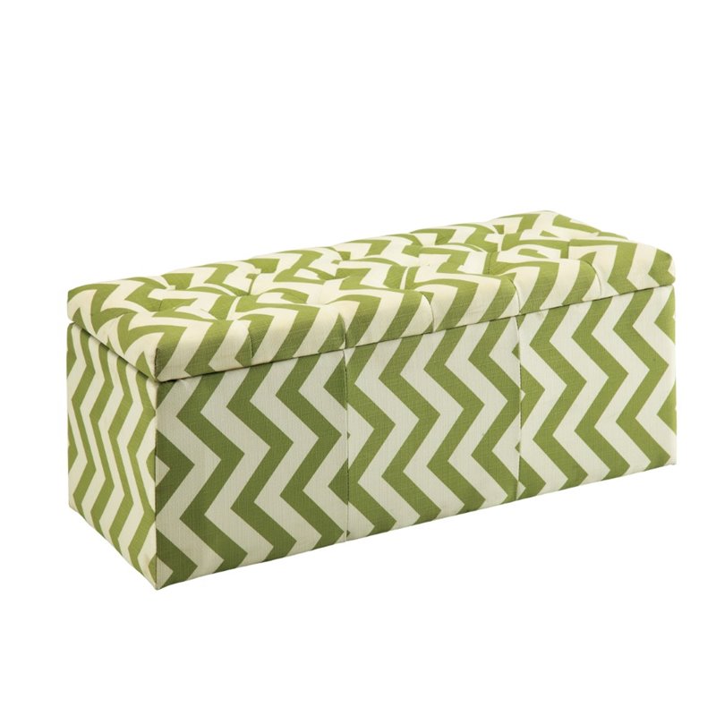 Furniture of America Laina Contemporary Fabric Storage Bench in Green