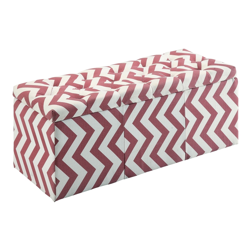 Furniture of America Laina Contemporary Fabric Storage Bench in Red