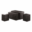 Furniture of America Drester Faux Leather Bench and Ottoman Set in Dark Brown