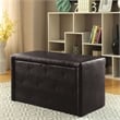 Furniture of America Drester Faux Leather Bench and Ottoman Set in Dark Brown