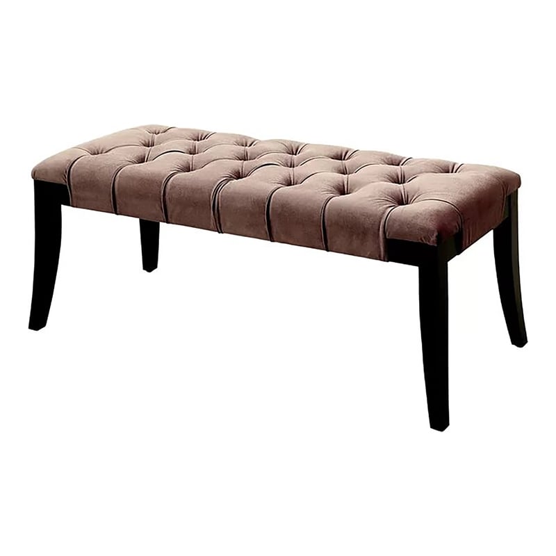 Furniture of America Dianne Contemporary Fabric Tufted Bench in Brown