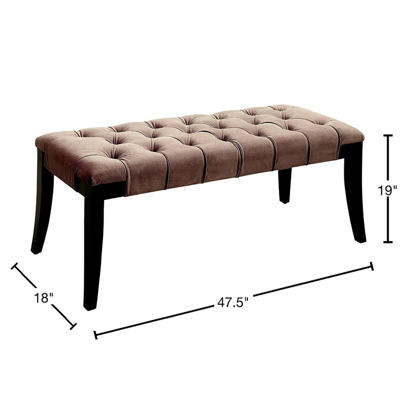 Furniture of America Dianne Contemporary Fabric Tufted Bench in Brown