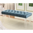 Furniture of America Eliza Contemporary Fabric Bench with Acrylic Legs in Blue