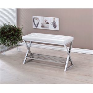 Dollie Tufted Faux Leather Bench