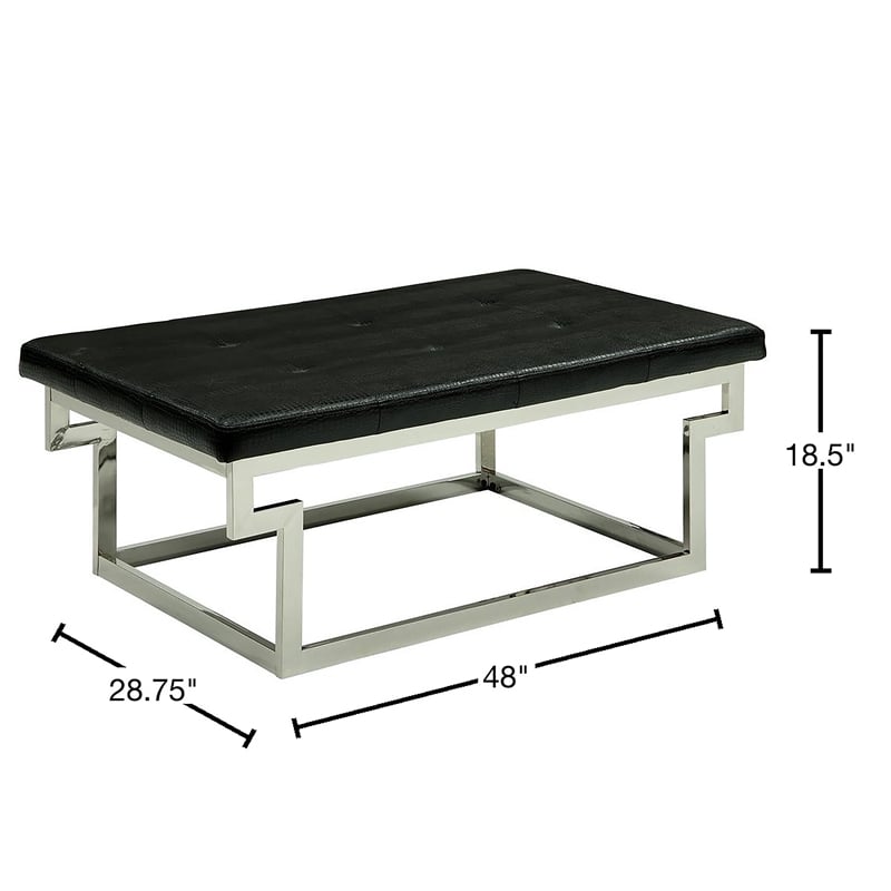Furniture of America Jaxi Contemporary Faux Leather Tufted Bench in Black