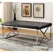 Furniture of America Motto Contemporary Faux Leather Tufted Bench in Black