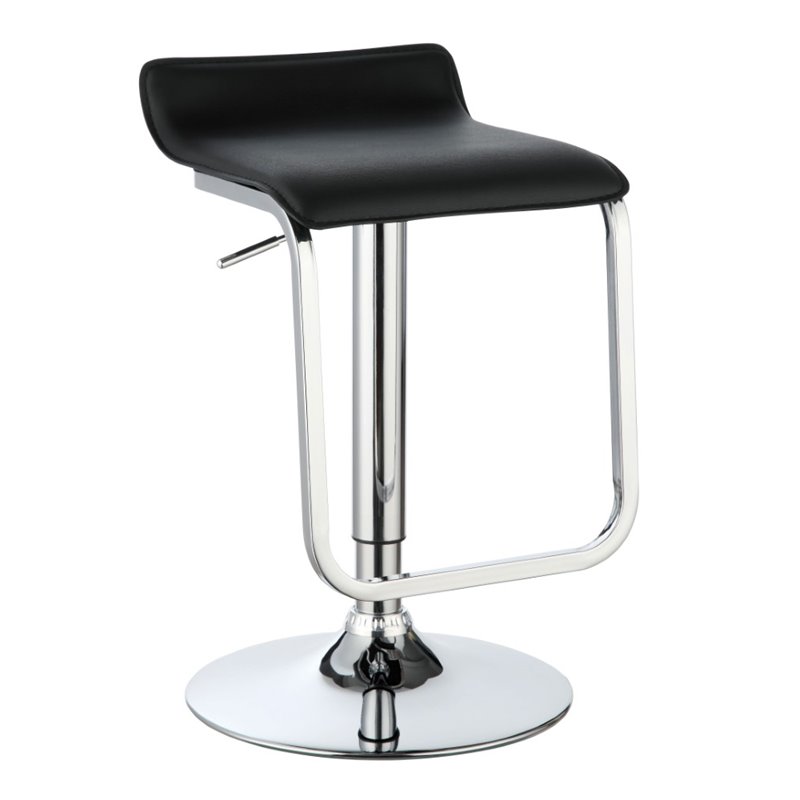 Furniture of America Sanders Adjustable Faux Leather Bar Stool in Black