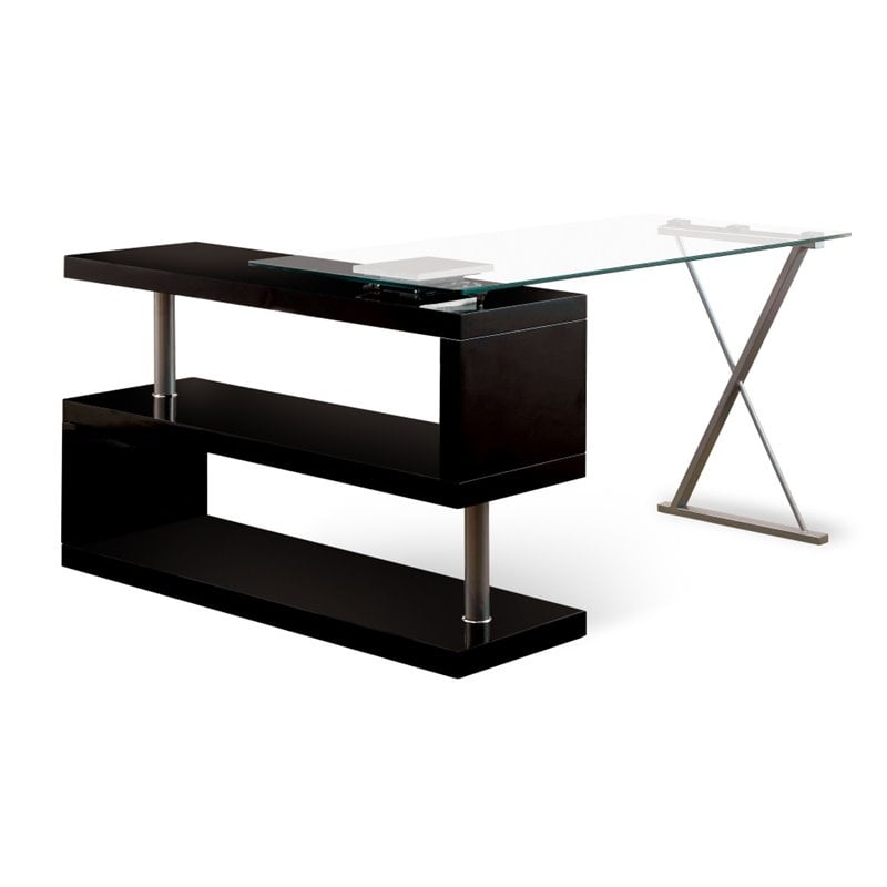 Furniture of America Fiora Modern Metal Swivel Writing Desk in Black
