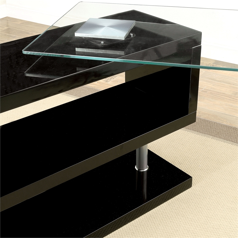 Furniture of America Fiora Modern Metal Swivel Writing Desk in Black