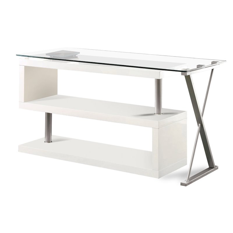 Furniture of America Fiora Modern Metal Swivel Writing Desk in White